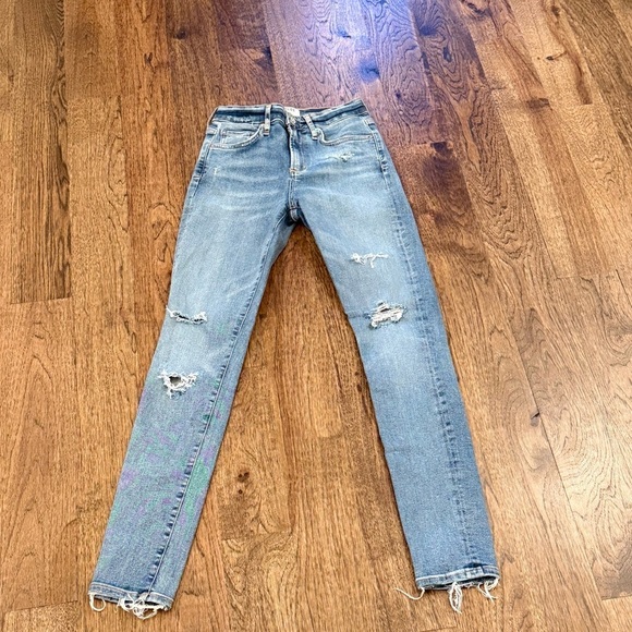 AGOLDE Sophie High Rise Skinny Distressed Jeans Blue Medium Wash Women’s Size 24 - Picture 8 of 8